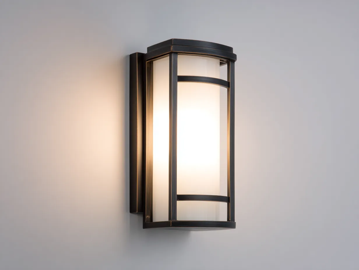 Aplique De Pared semicilíndrico 25x16x42 cm - negro y blanco - luz difusa exterior