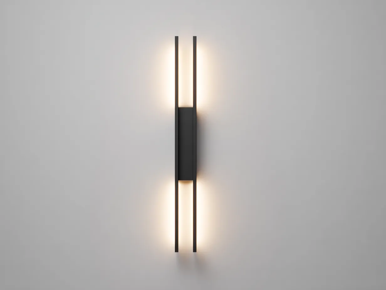 Aplique De Pared LED doble barra 16x7x82 cm - negro - diseño alto exterior