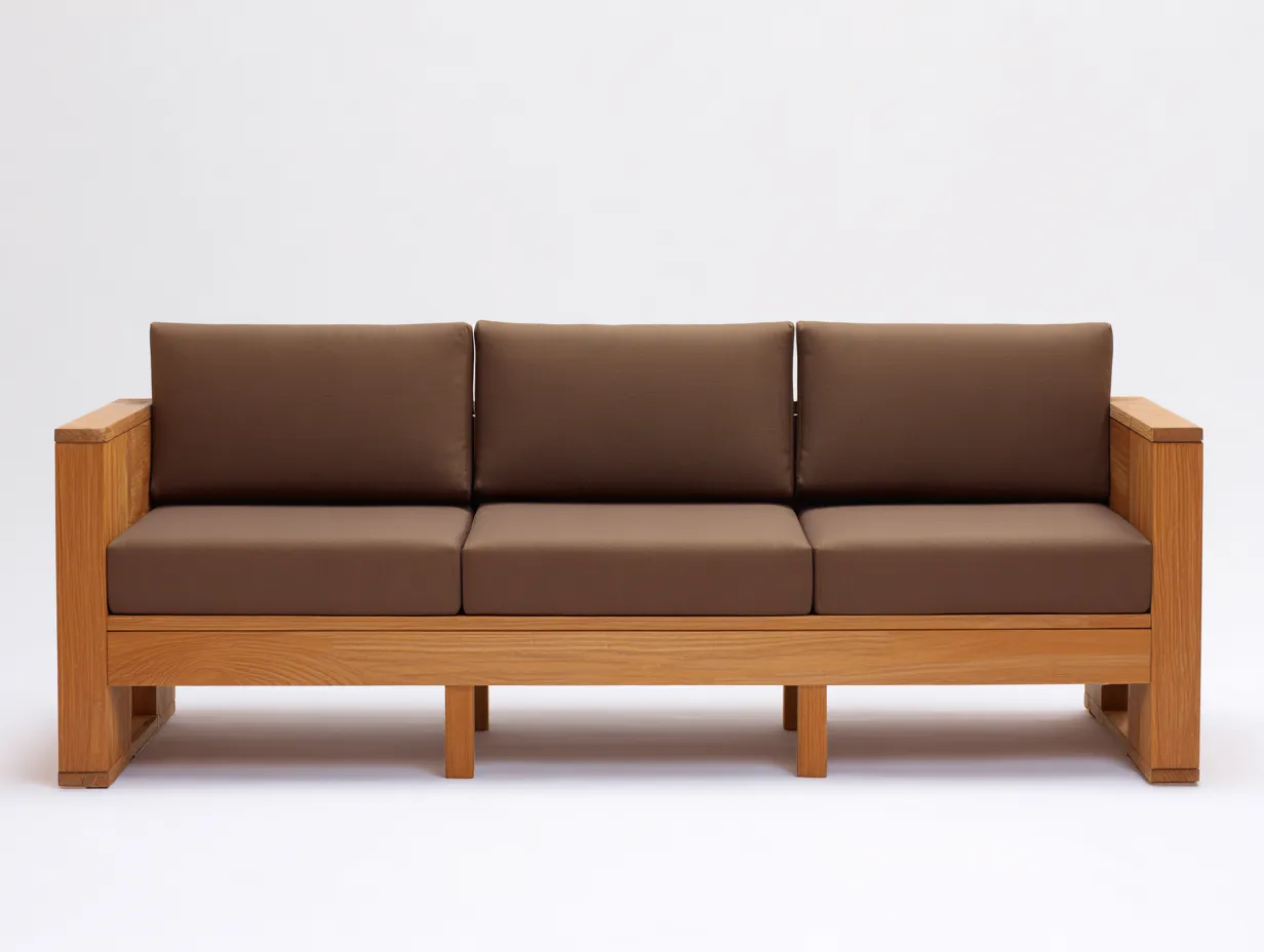 Sofá De Tres Plazas madera maciza 218x86x80 cm - marrón - para exterior