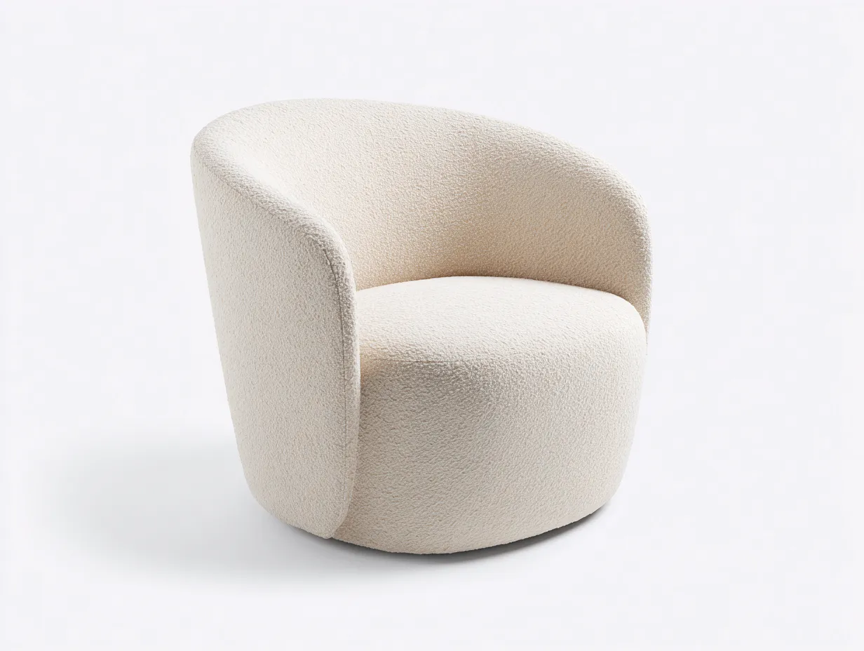 Sillón giratorio tapizado 96x90x75 cm - beige - formato curvo para salón