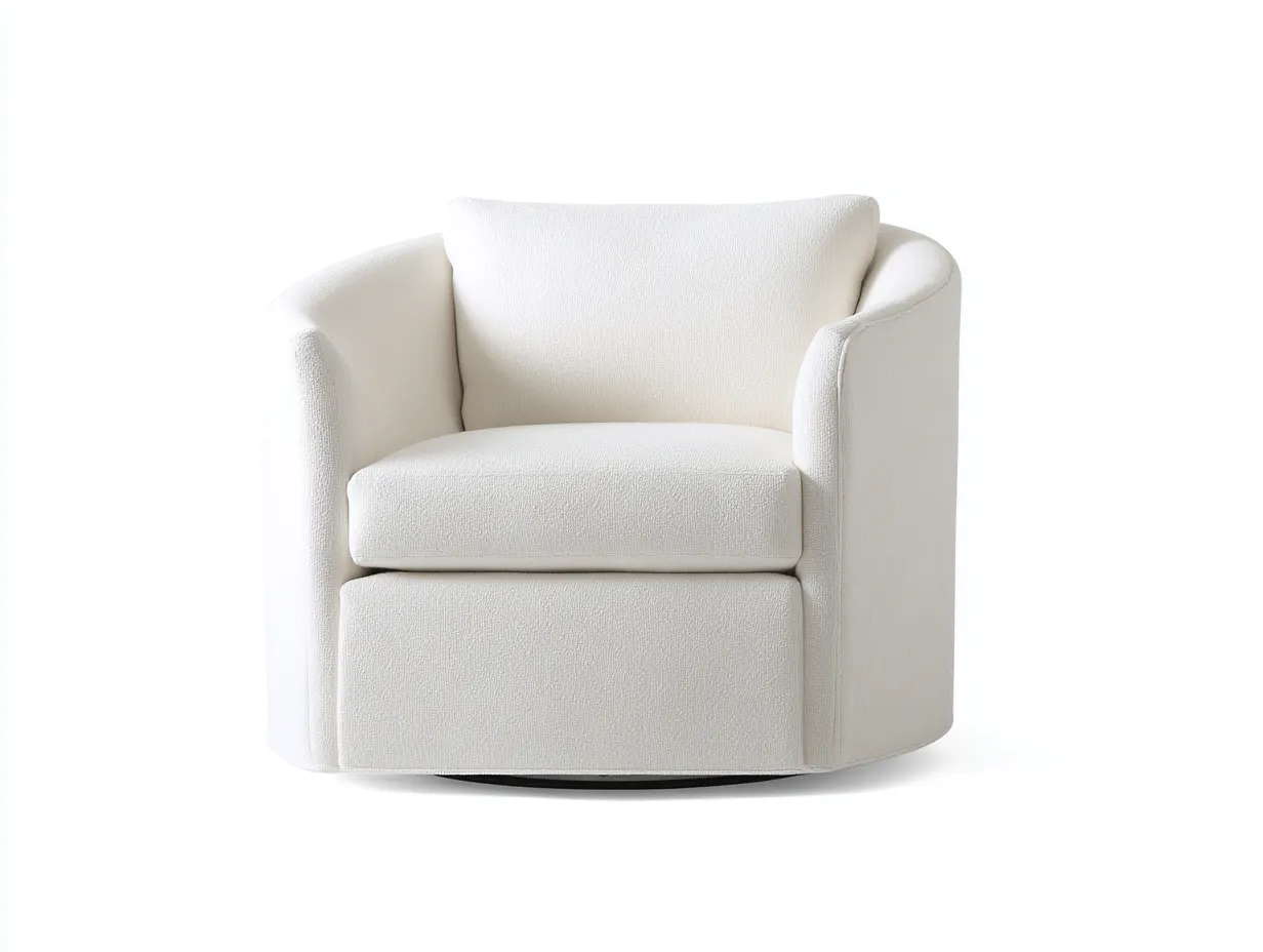 Sillón giratorio tapizado 97x92x76 cm - crema y negro - respaldo curvo para salón