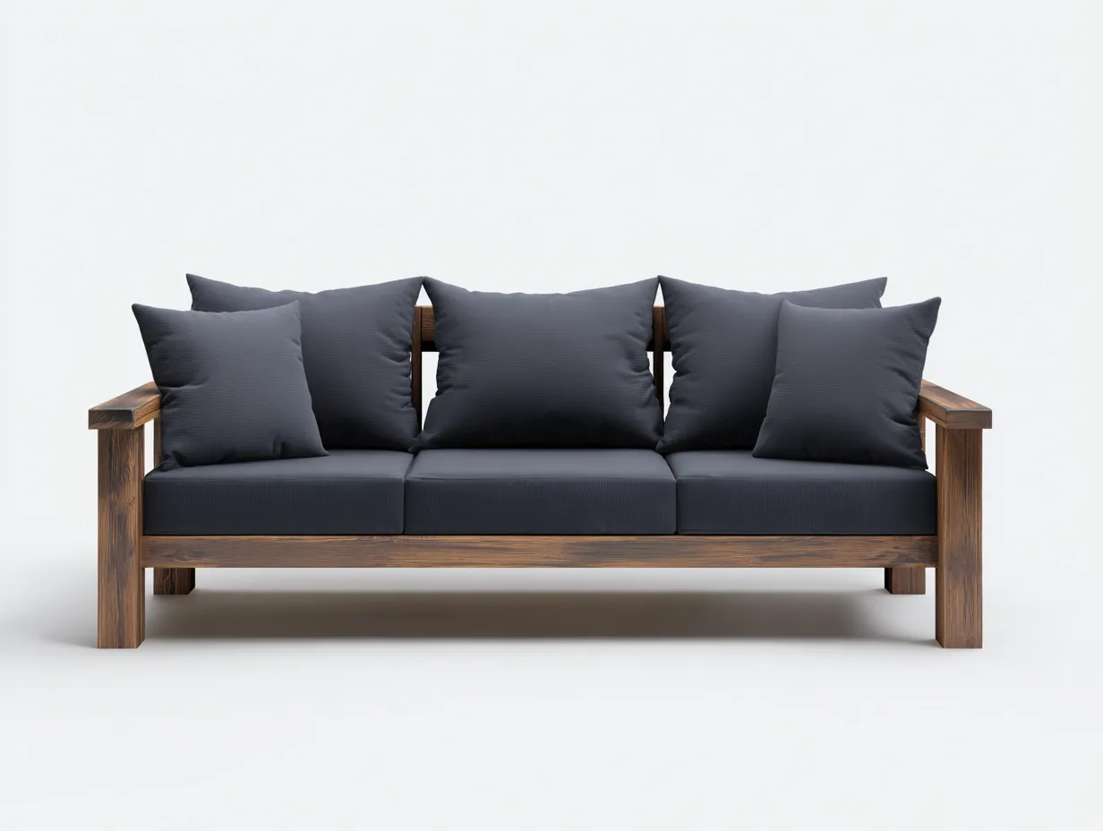 Sofá De Tres Plazas madera oscura 220x87x81 cm - gris antracita - exterior moderno
