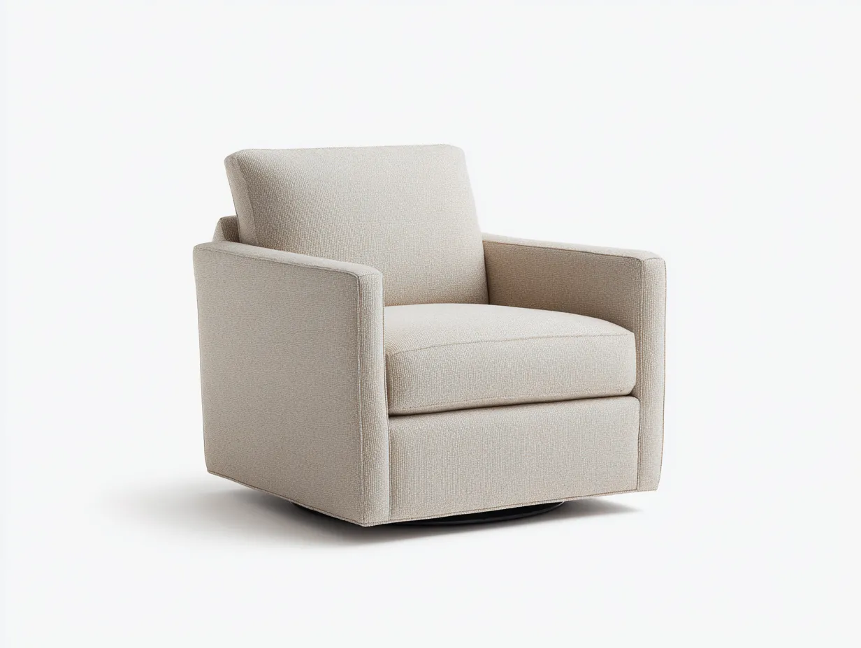 Sillón giratorio tapizado 105x96x86 cm - beige - brazos cuadrados para salón