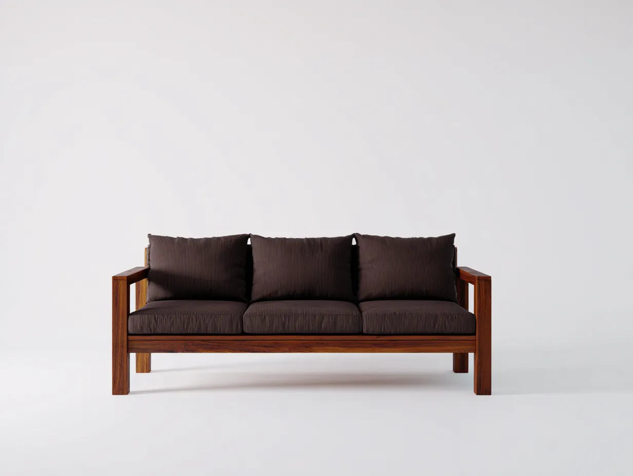 Sofá De Tres Plazas madera oscura 206x83x77 cm - marrón oscuro - estilo exterior