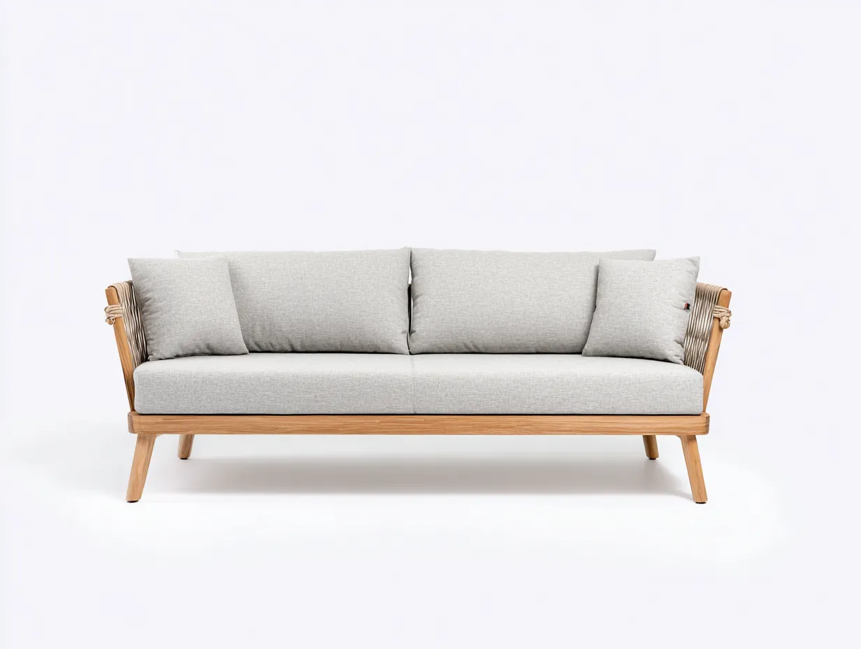 Sofá De Tres Plazas madera natural 212x83x78 cm - gris claro - diseño exterior