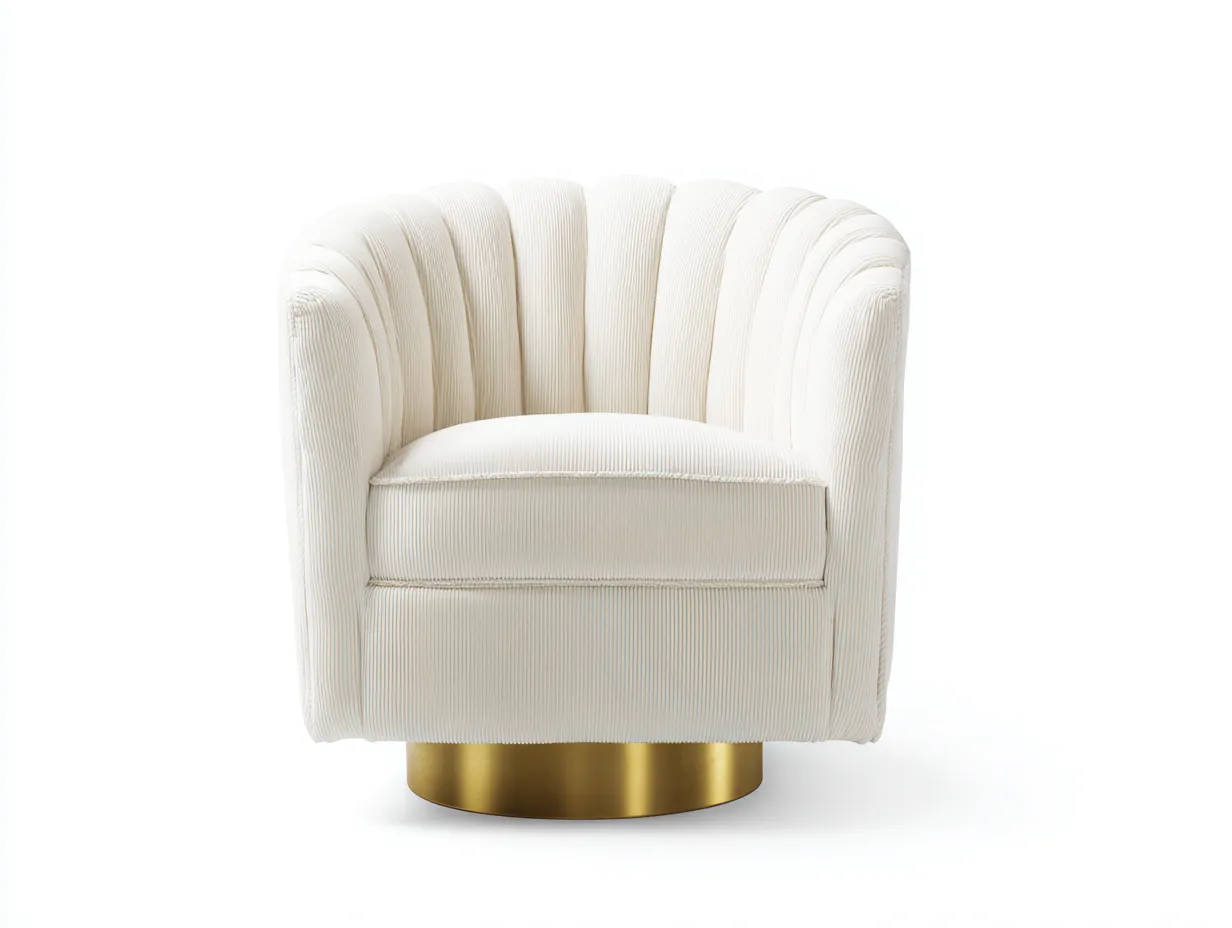 Sillón giratorio tapizado 95x93x84 cm - beige - brazos cuadrados para salón