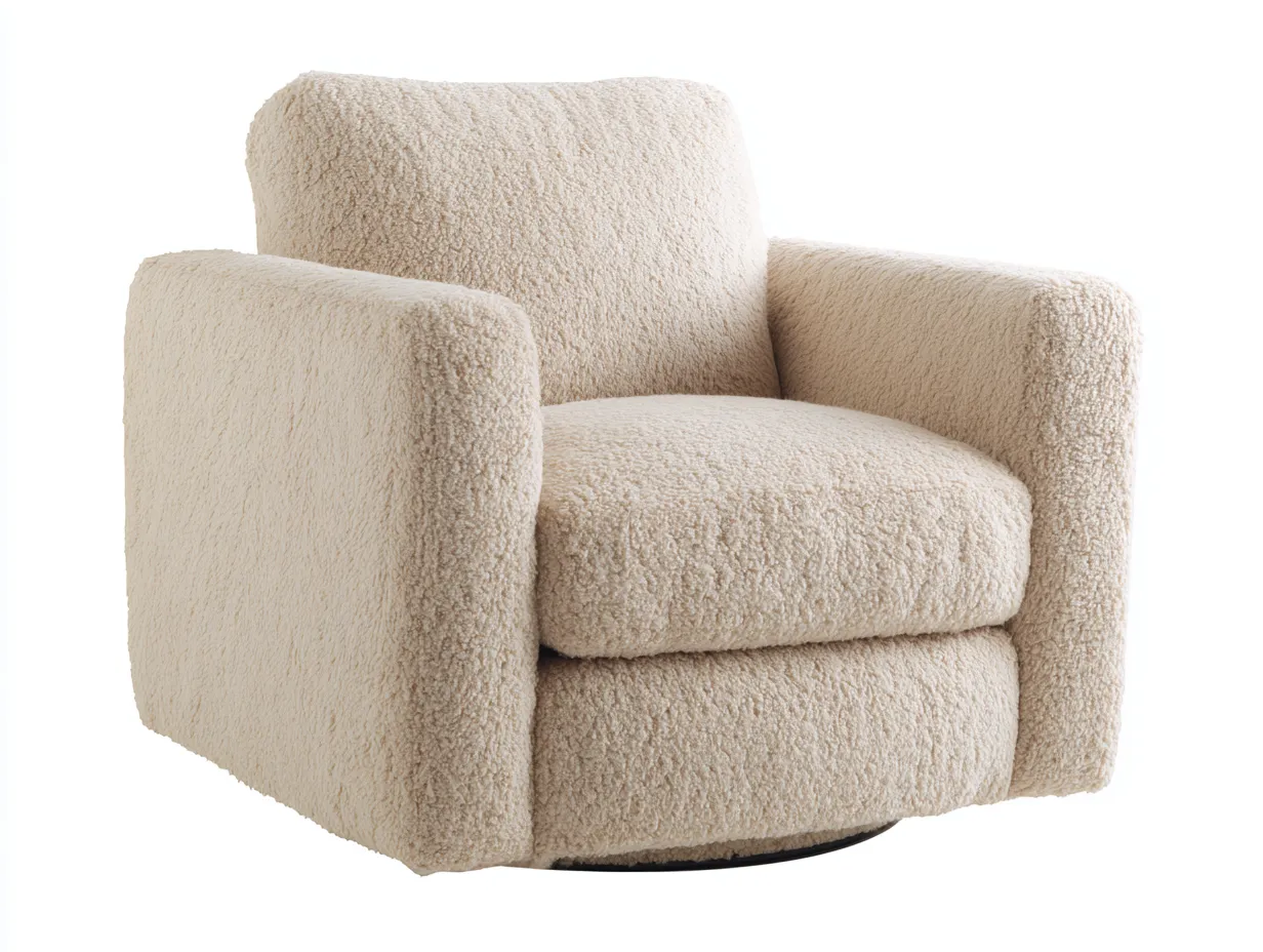 Sillón giratorio tapizado 94x88x75 cm - crema - respaldo curvo para salón