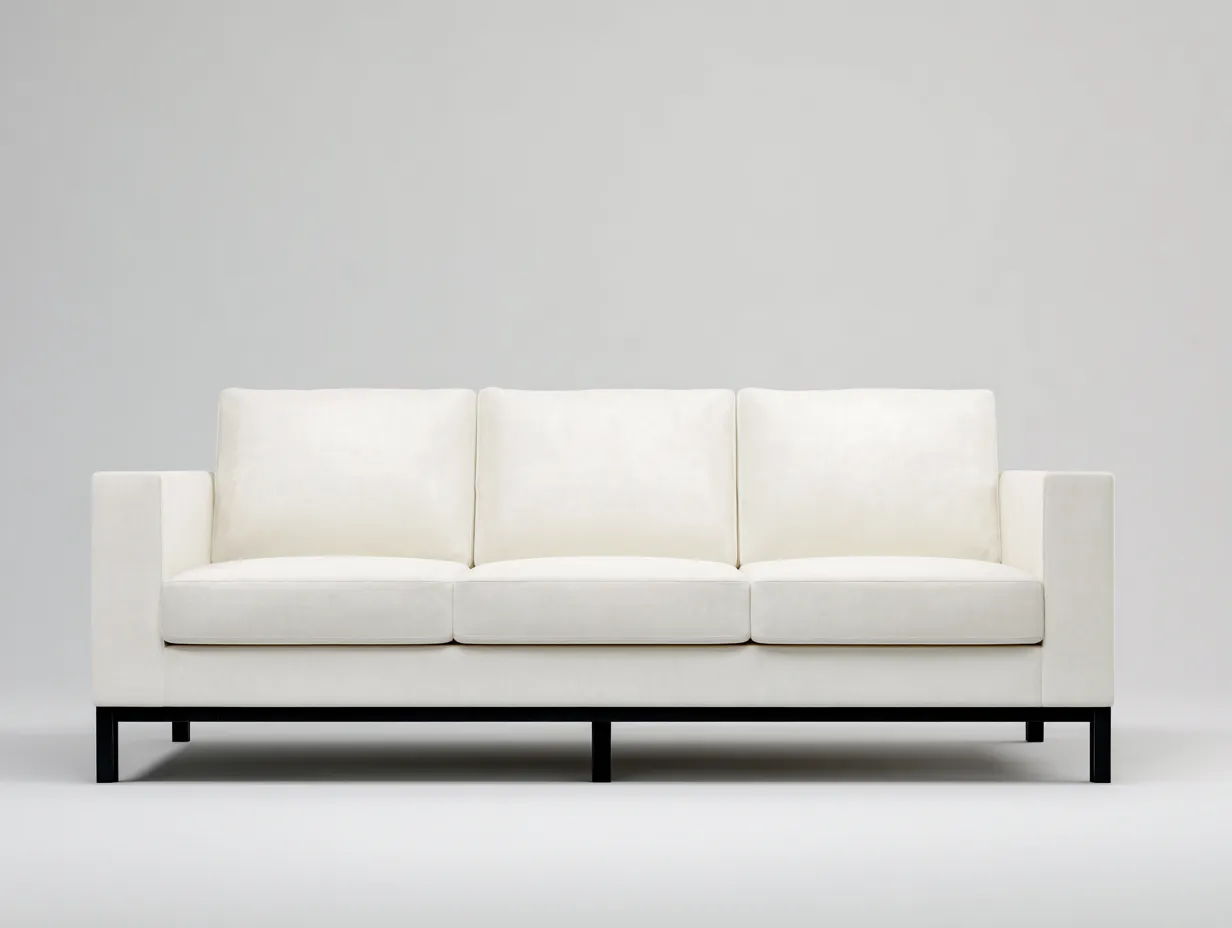 Sofá De Tres Plazas metal negro 212x82x78 cm - blanco roto - para terraza