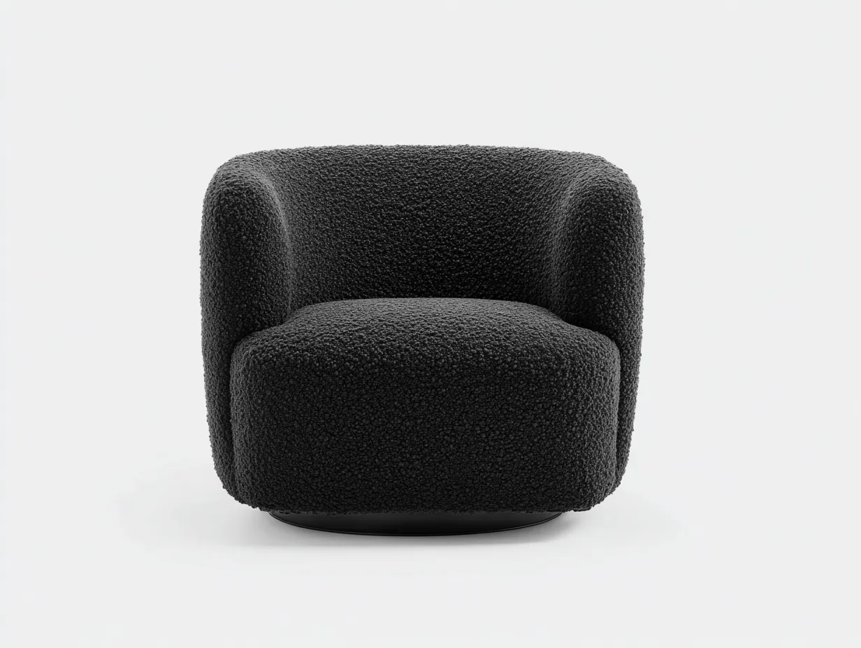 Sillón giratorio tapizado 94x88x76 cm - negro - respaldo acanalado para salón