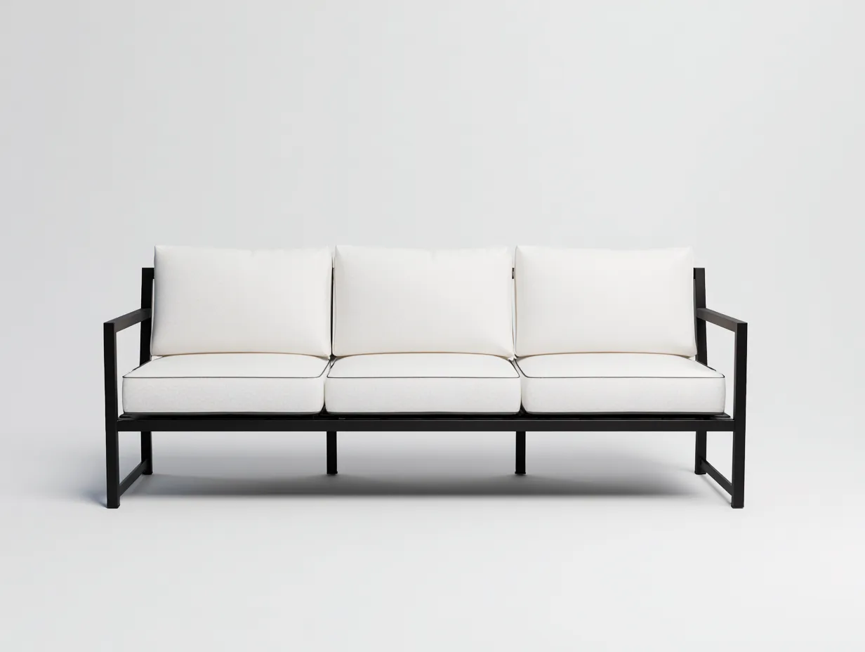 Sofá De Tres Plazas metal 208x80x76 cm - blanco - diseño minimalista exterior