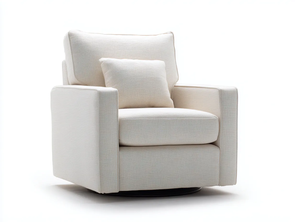 Sillón giratorio tapizado 104x98x78 cm - crema - tejido borreguito para salón