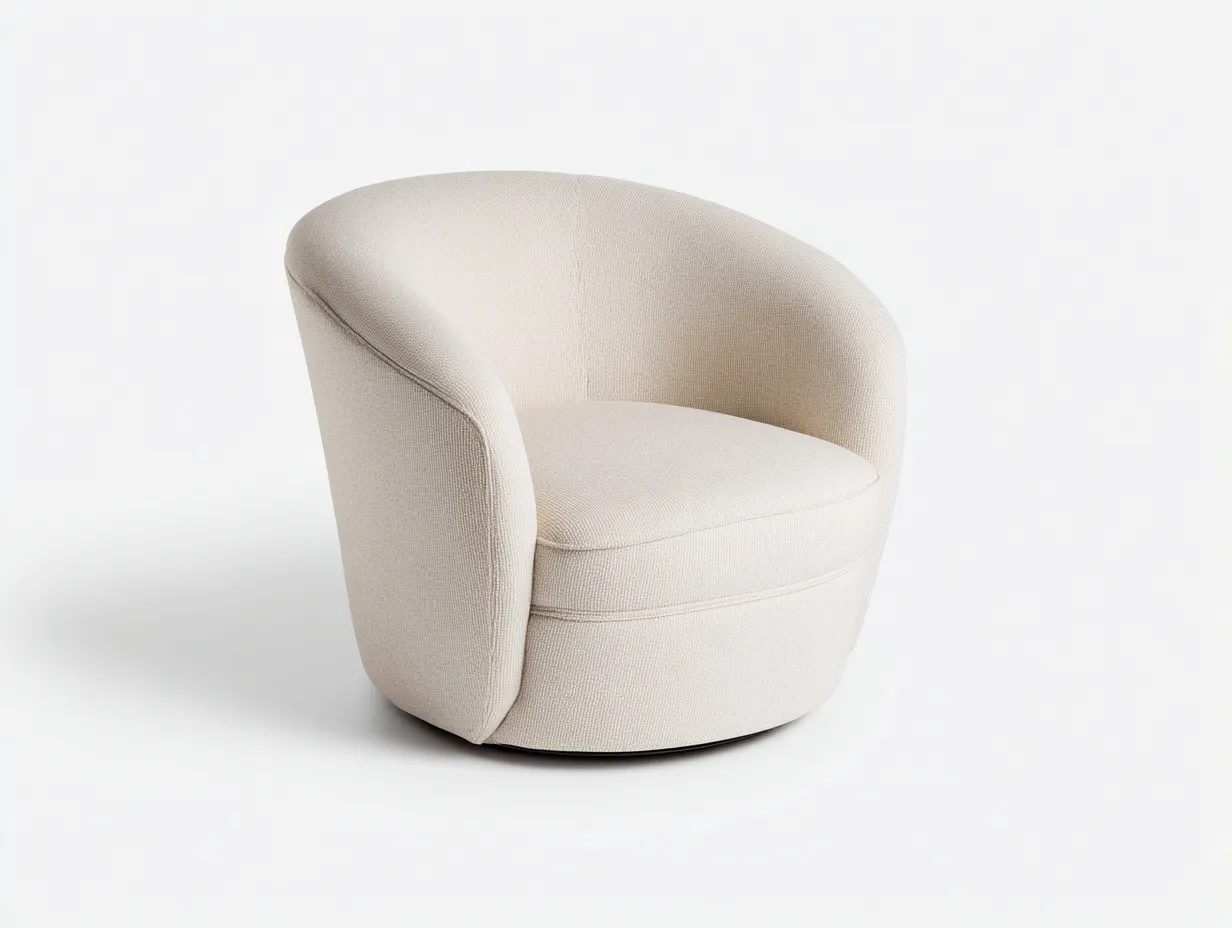 Sillón giratorio tapizado 94x88x76 cm - naranja y dorado - estilo curvo para salón