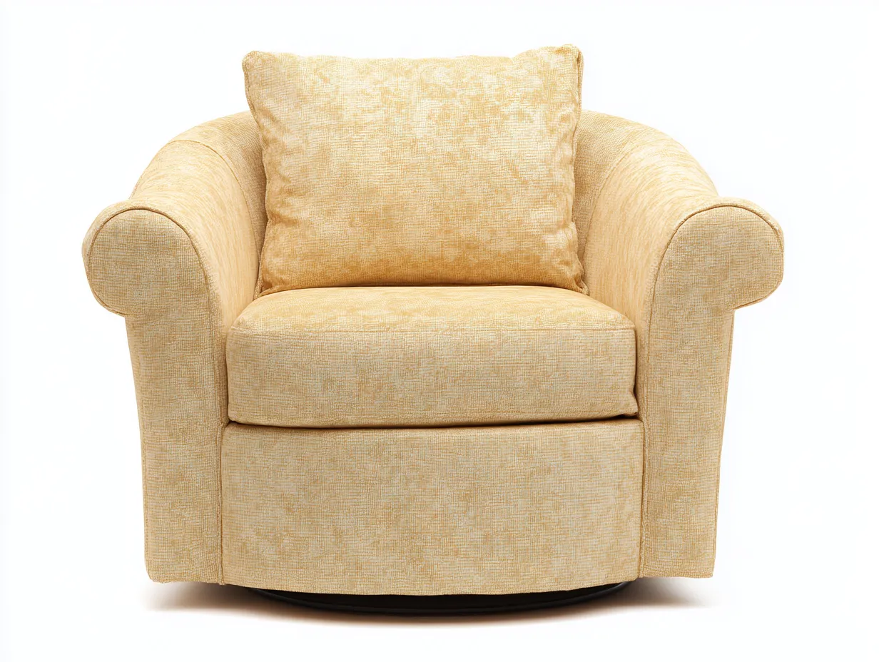 Sillón giratorio tapizado 106x96x80 cm - amarillo claro y negro - brazos redondeados para salón