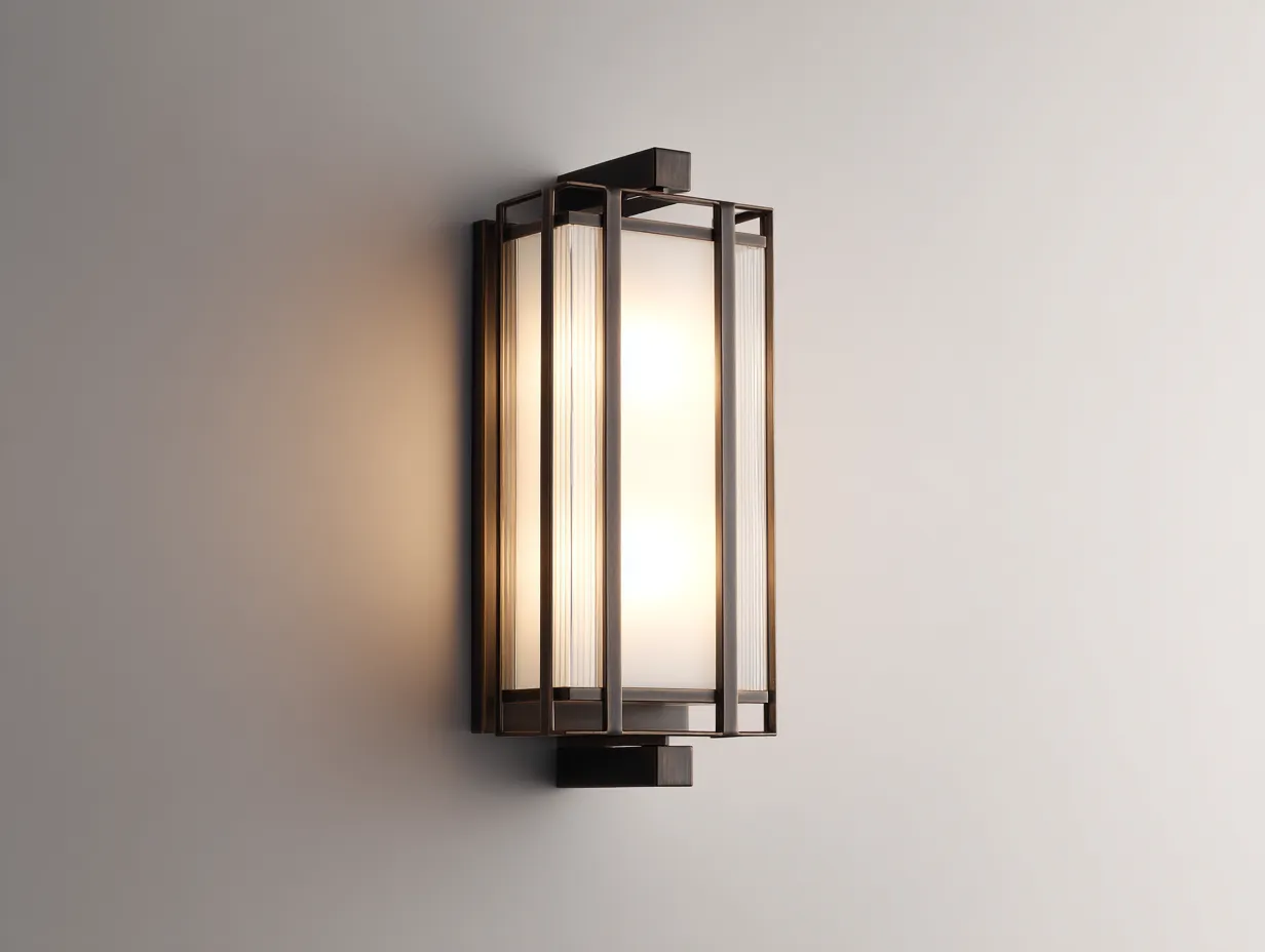 Aplique De Pared farol rectangular 24x17x48 cm - negro y blanco - exterior clásico