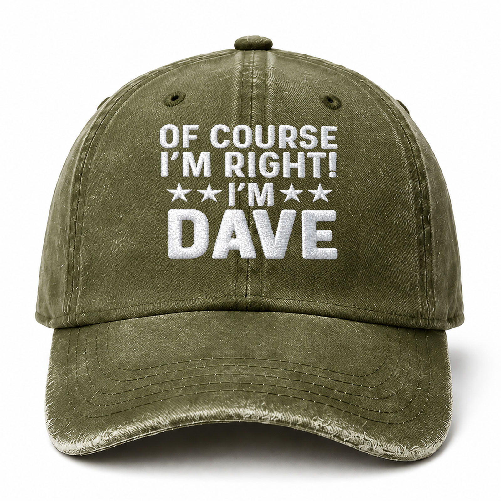 Of Course I'm Right I'm Dave Sarcastic Saying Embroidered hat
