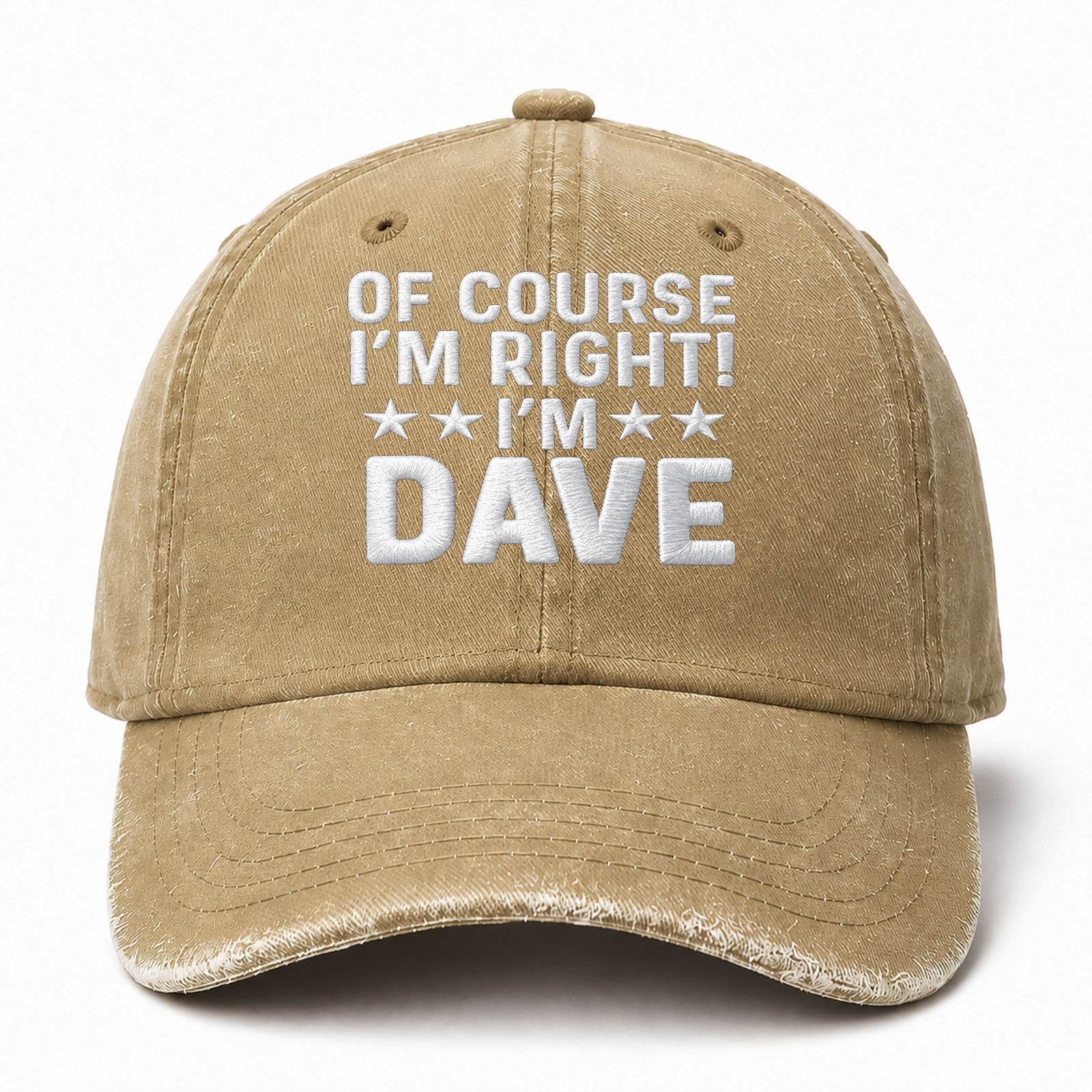 Of Course I'm Right I'm Dave Sarcastic Saying Embroidered hat