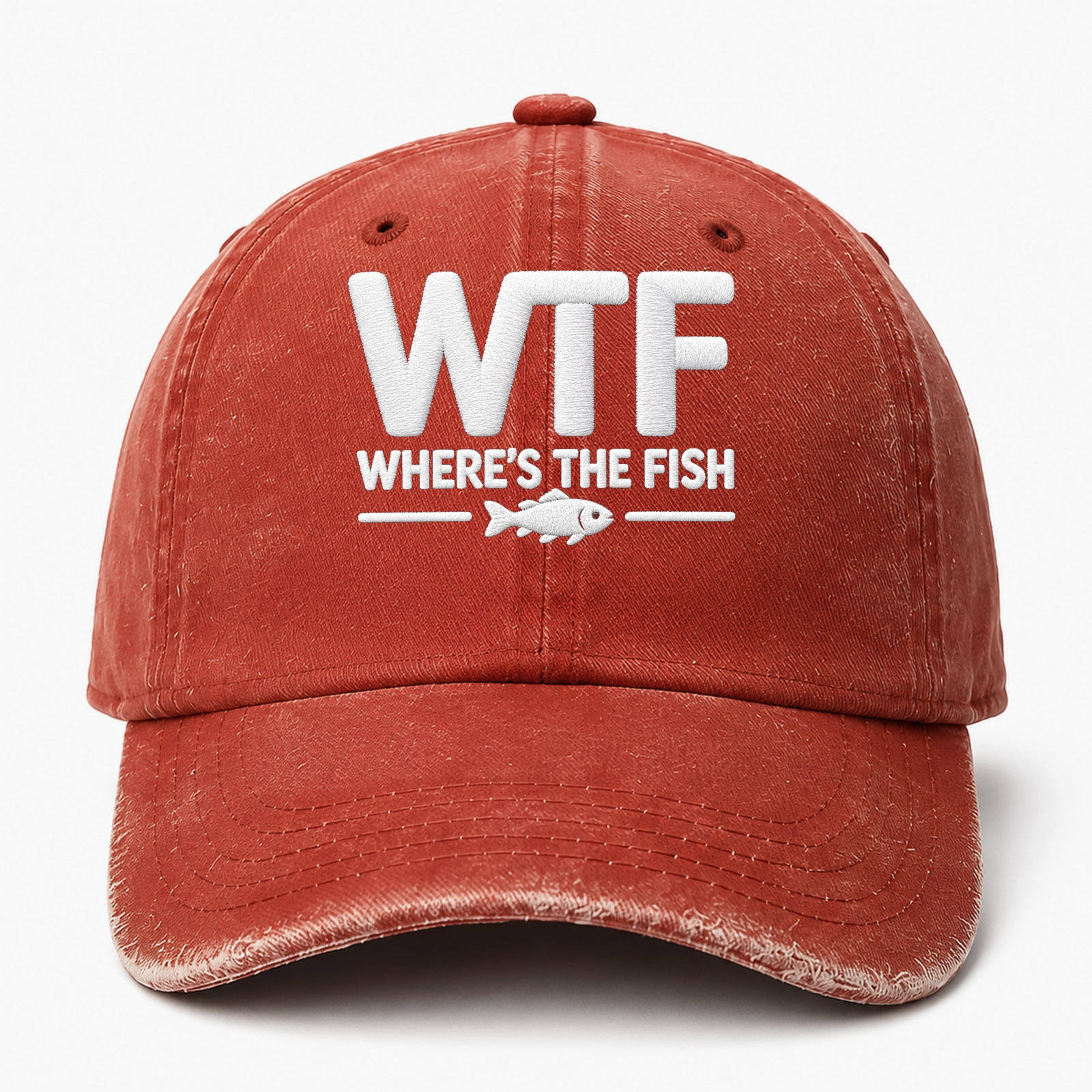 WTF Where's The Fish Sarcastic Saying Embroidered hat