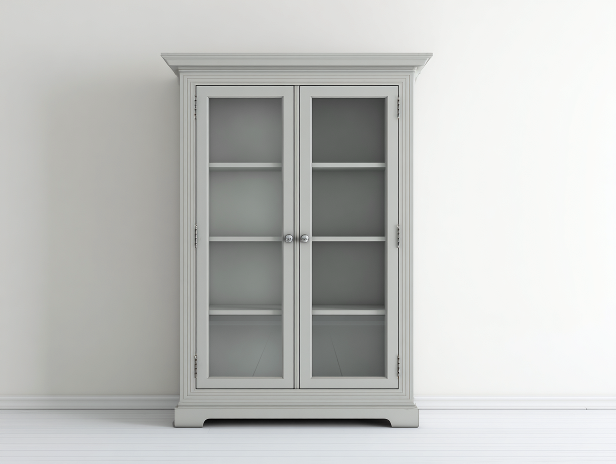 Vitrinen - Holzwerkstoff-Glas - 102x43x182 cm - Hellgrau - Klassisch-Sadorlanest