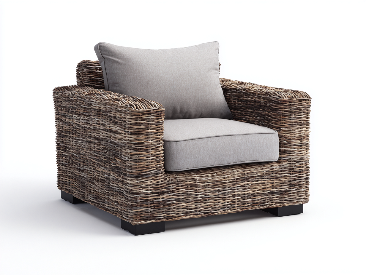 Polyrattan Gartensessel-Rattan-92x86x80 cm-Graubraun-Taupe-Modern-Sadorlanest