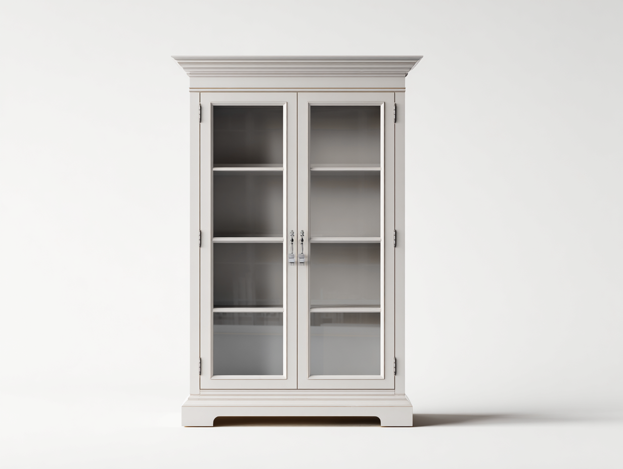 Vitrinen - Holzwerkstoff-Glas - 104x44x184 cm - Elfenbein - Klassisch-Sadorlanest