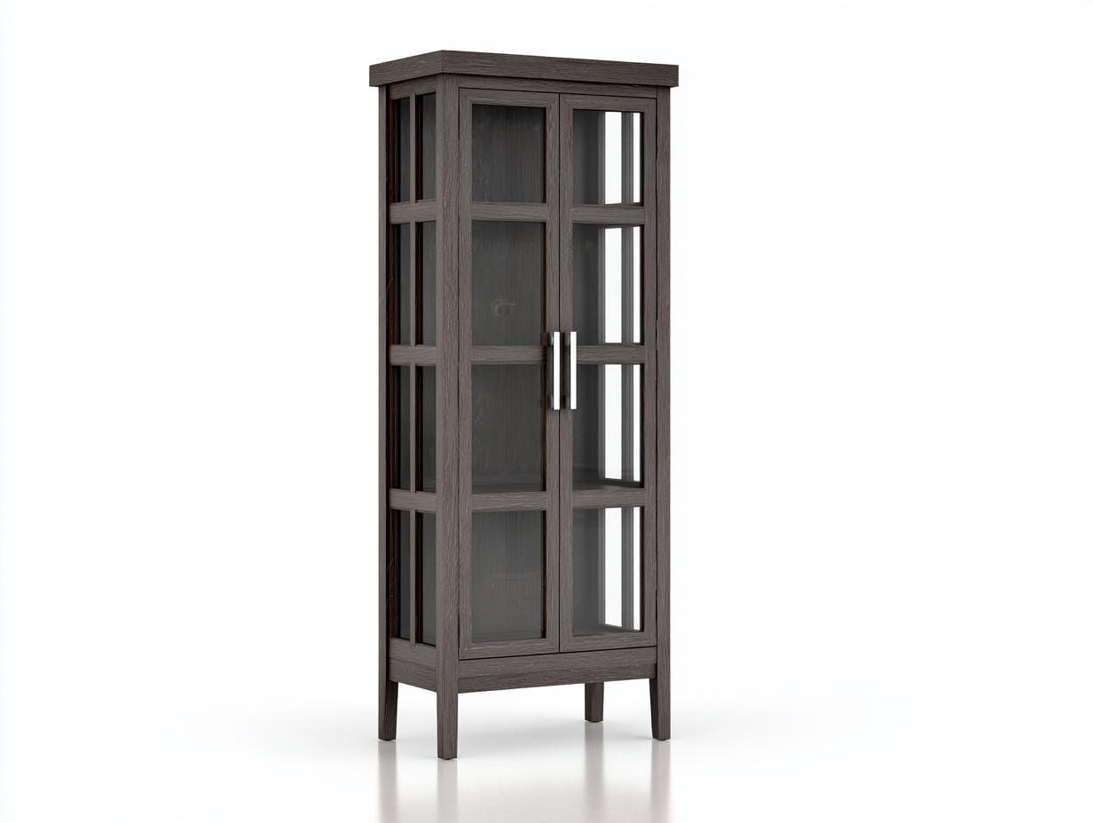 Vitrinen - Holz-Glas - 74x36x184 cm - Dunkelgrau - modern-Sadorlanest