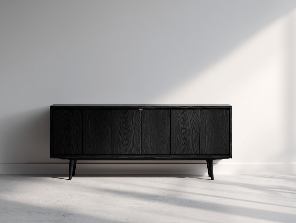 Dielenschränke - Holz-Metall - 186x44x79 cm - Schwarz - Minimalistischer Wohnstil-Sadorlanest