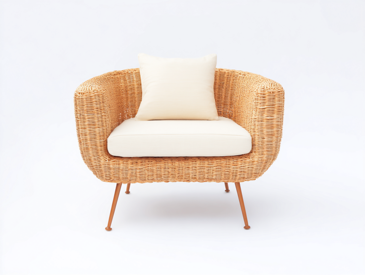 Polyrattan Gartensessel-Rattan-Metall-86x78x77 cm-Honigbraun-Creme-Modern-Sadorlanest