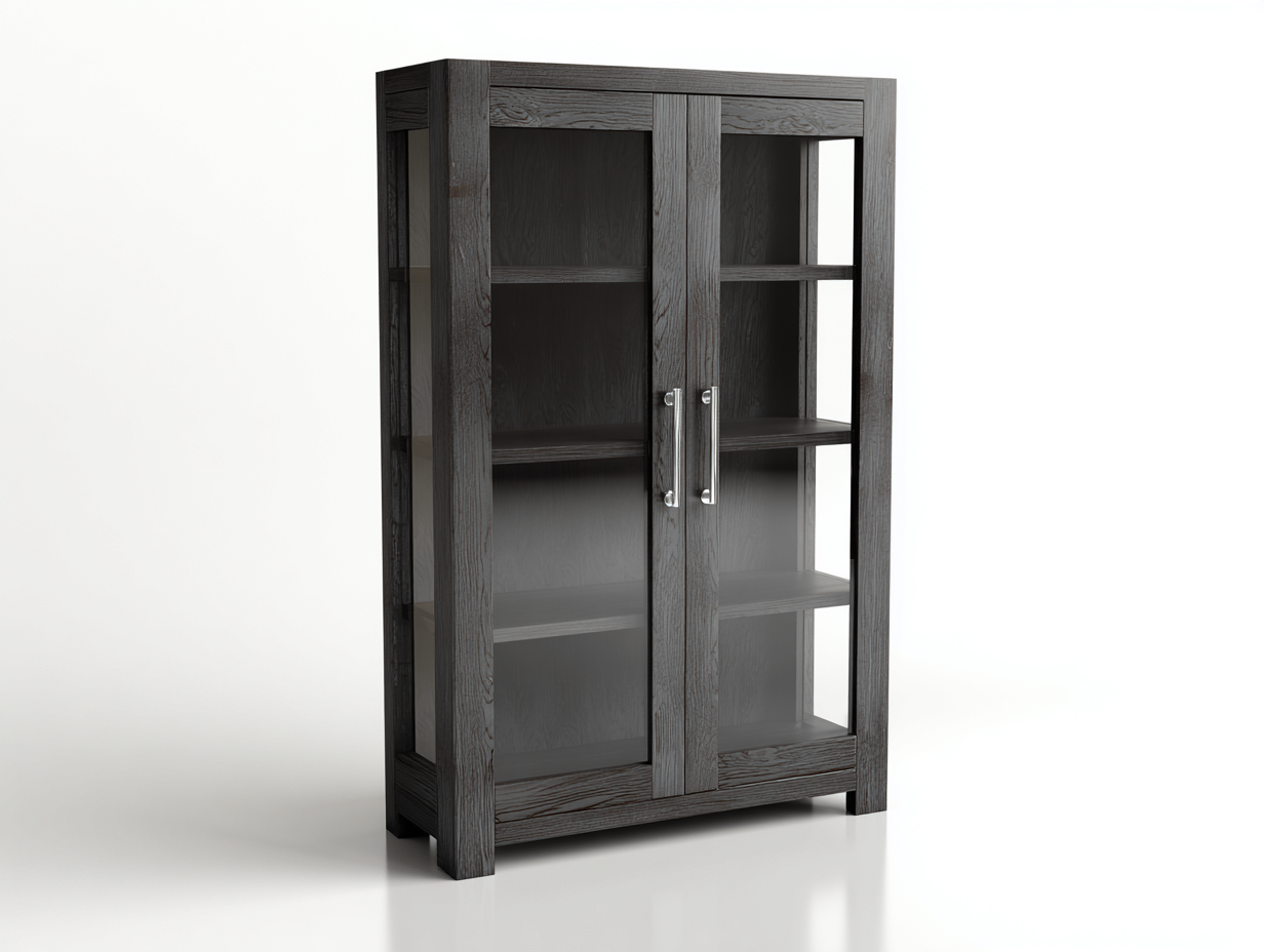 Vitrinen - Holz-Glas - 112x42x176 cm - Dunkelgrau - modern-Sadorlanest