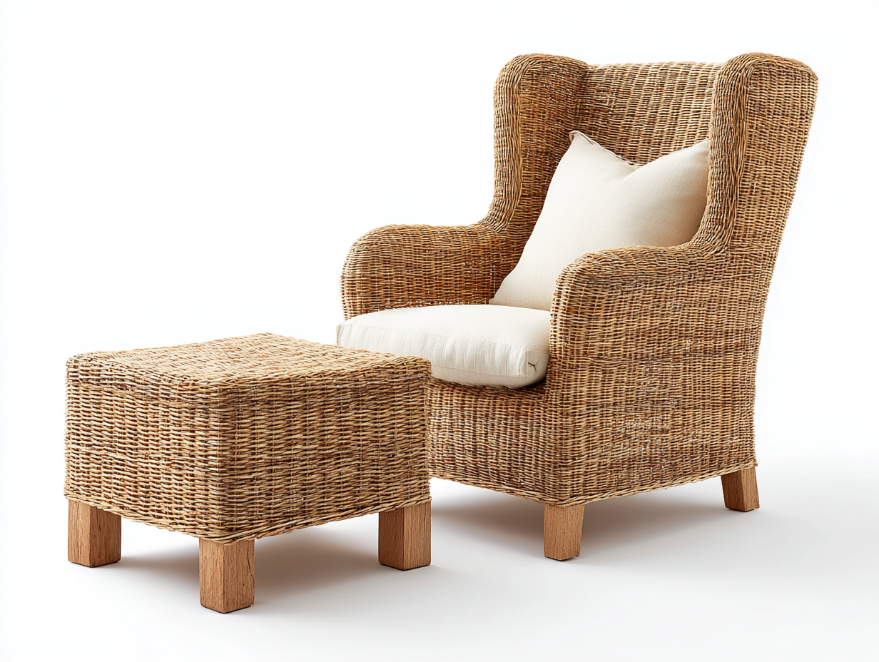 Polyrattan Gartensessel-Polyrattan-Holz-90x86x101 cm-Naturbraun-Creme-Klassisch-Sadorlanest