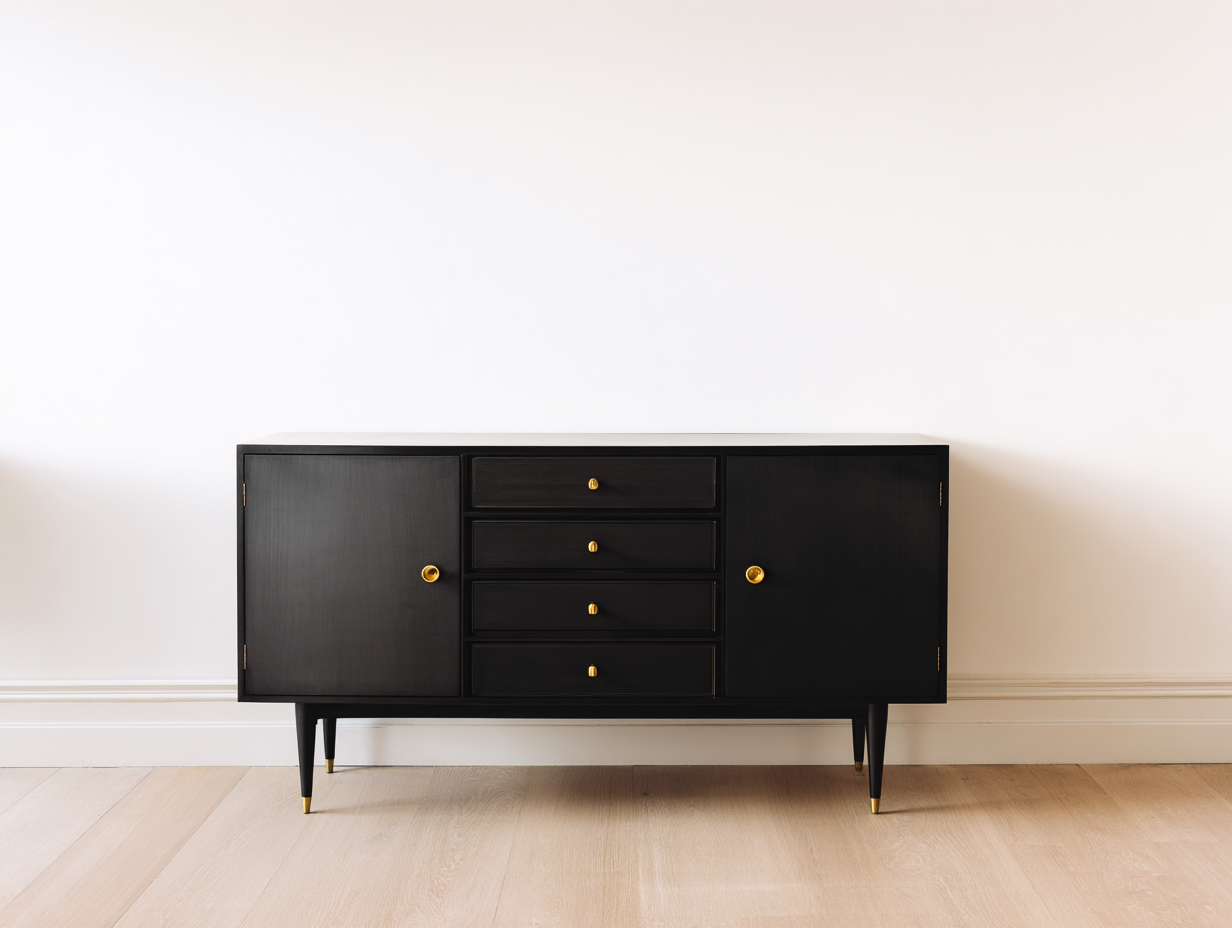 Dielenschränke - Holz-Metall - 172x43x84 cm - Schwarz-Gold - Moderner Wohnstil-Sadorlanest