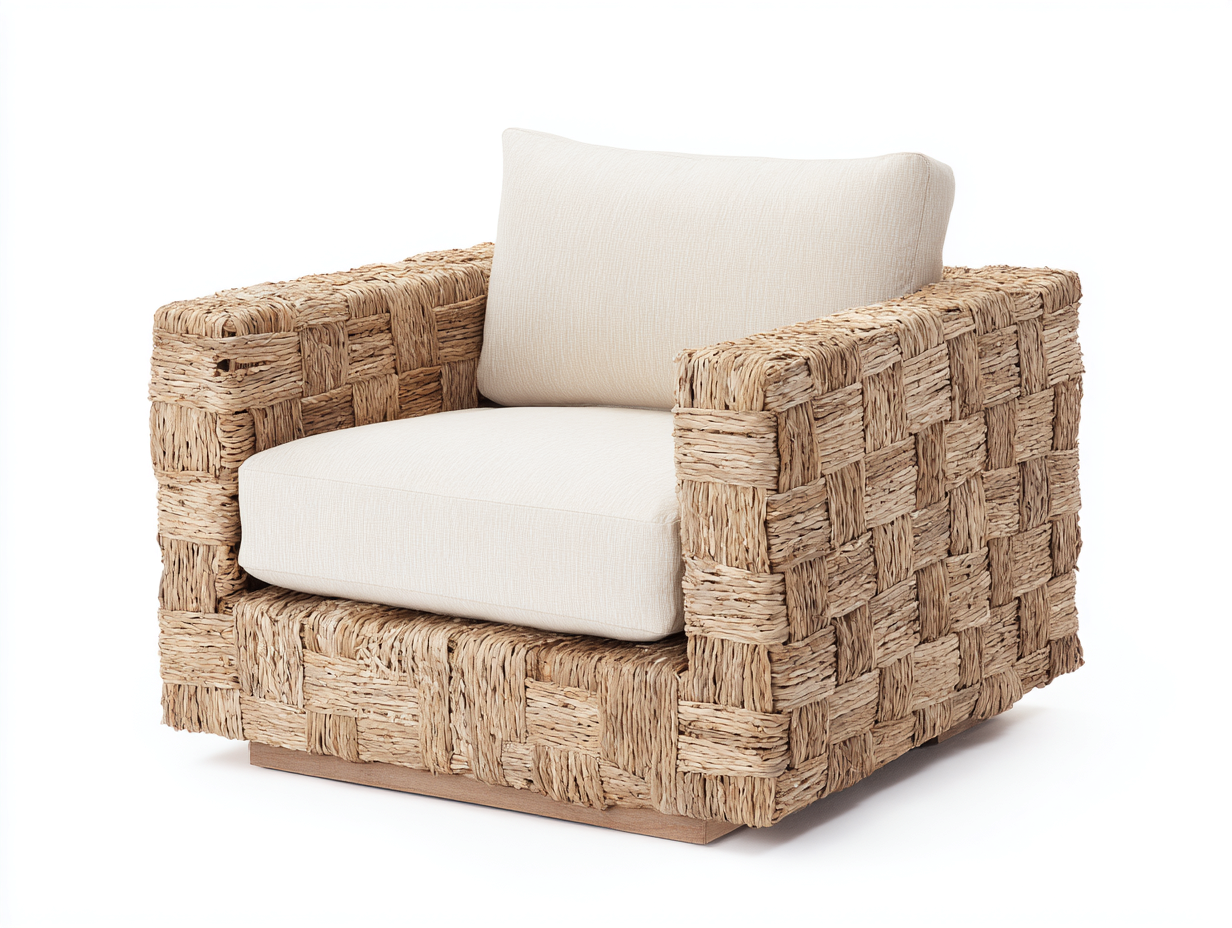 Polyrattan Gartensessel-Rattan-Holz-96x88x76 cm-Naturbeige-Creme-Modern-Sadorlanest