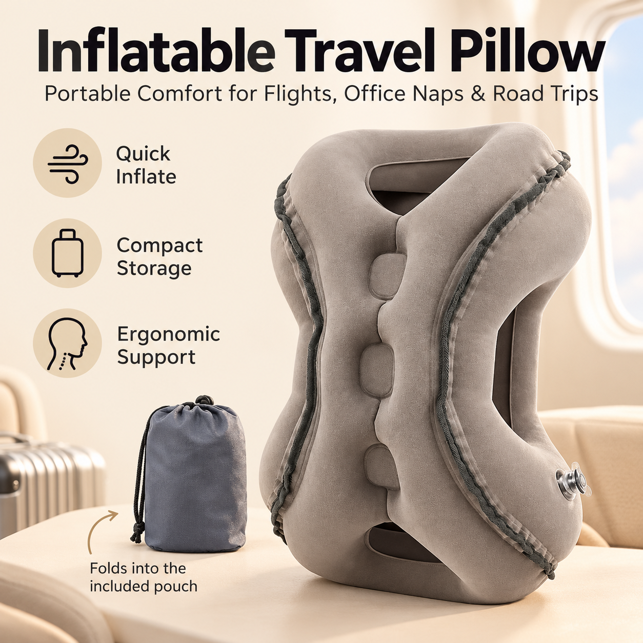 😴 60% OFF – Inflatable Travel Pillow – Rest Comfortably Anywhere ✈️