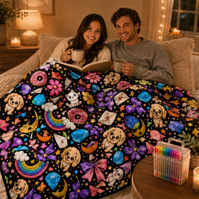 60% OFF✨Color Your Own Cozy Blanket Set – 24 Markers Included 🎨