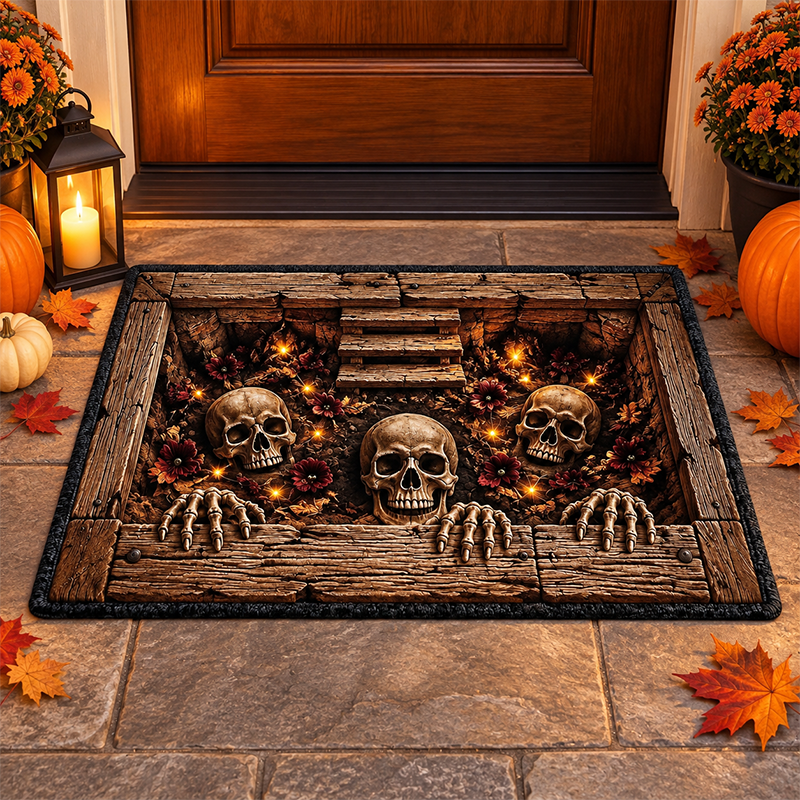 3D Halloween Optical Illusion Mat | Spooky Doorway Décor 🎃