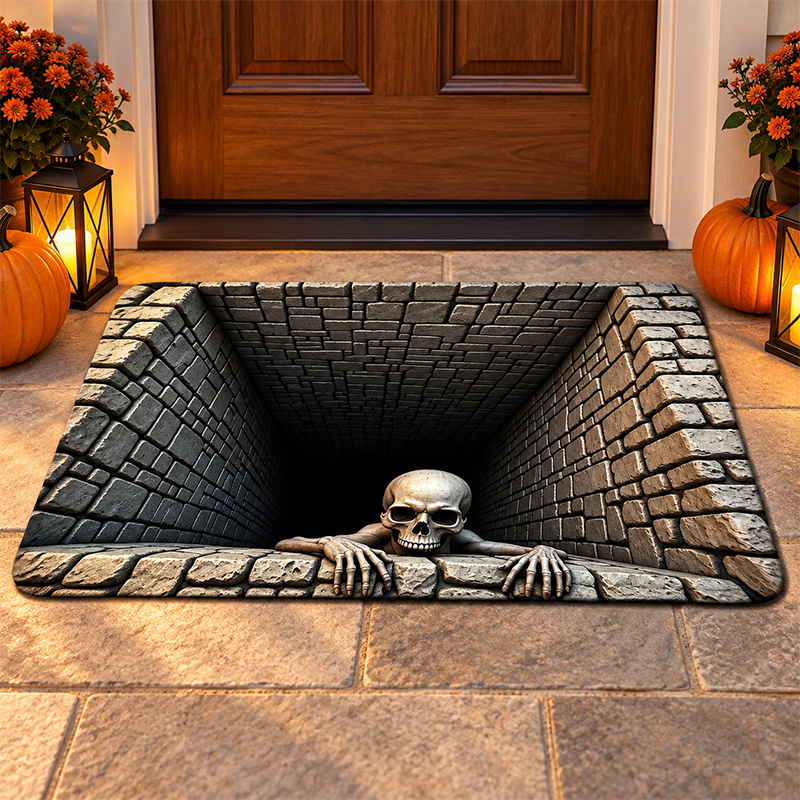 3D Halloween Optical Illusion Mat | Spooky Doorway Décor 🎃