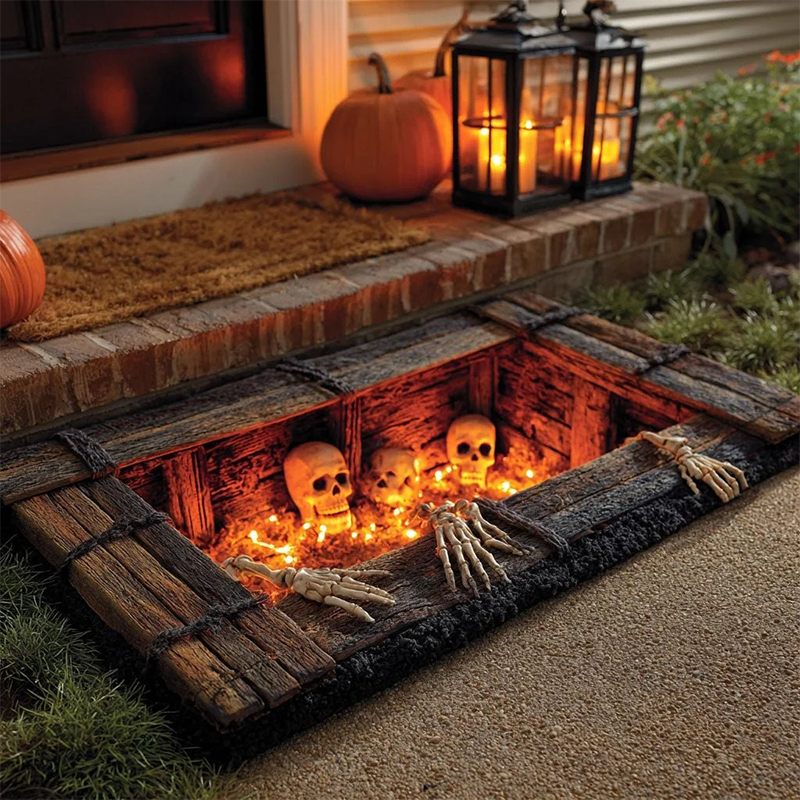 3D Halloween Optical Illusion Mat | Spooky Doorway Décor 🎃