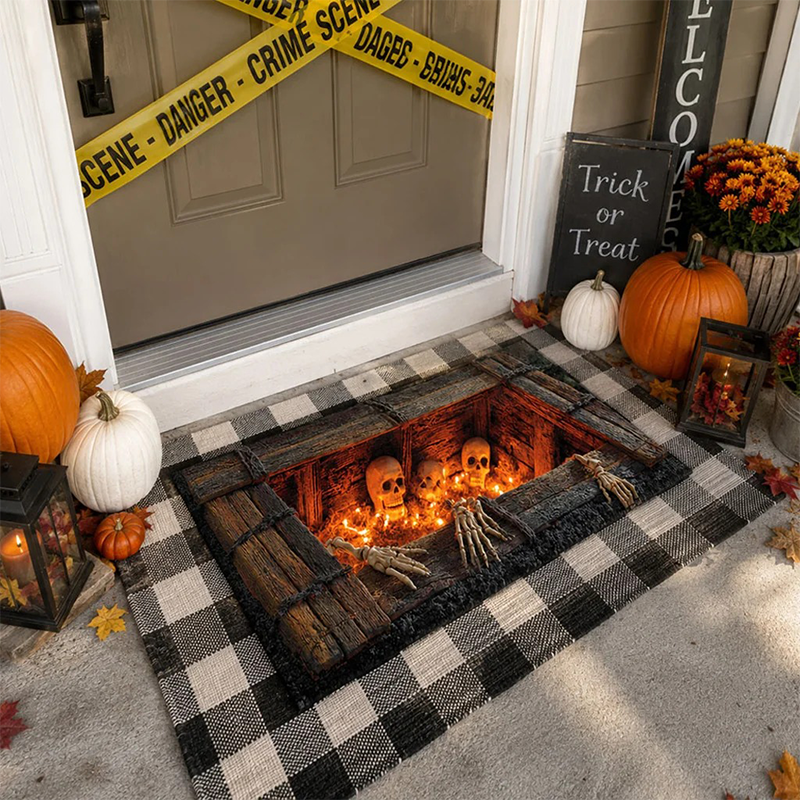 3D Halloween Optical Illusion Mat | Spooky Doorway Décor 🎃