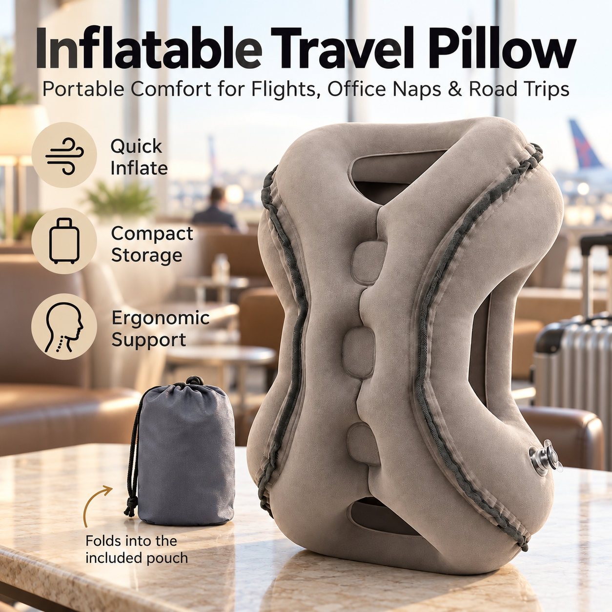 😴 Limited-Time 60% OFF | Inflatable Travel Pillow – Fold, Pack & Rest Anywhere ✈️