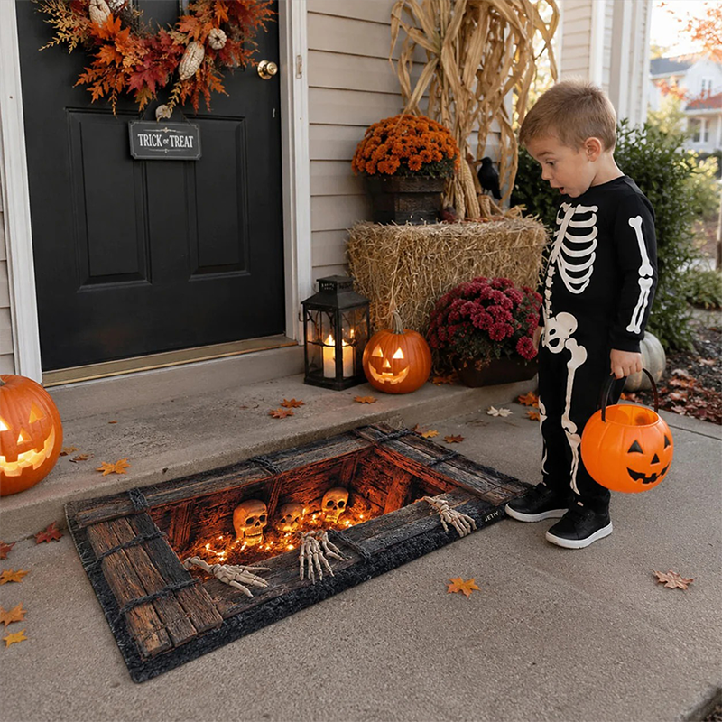 3D Halloween Optical Illusion Mat | Spooky Doorway Décor 🎃