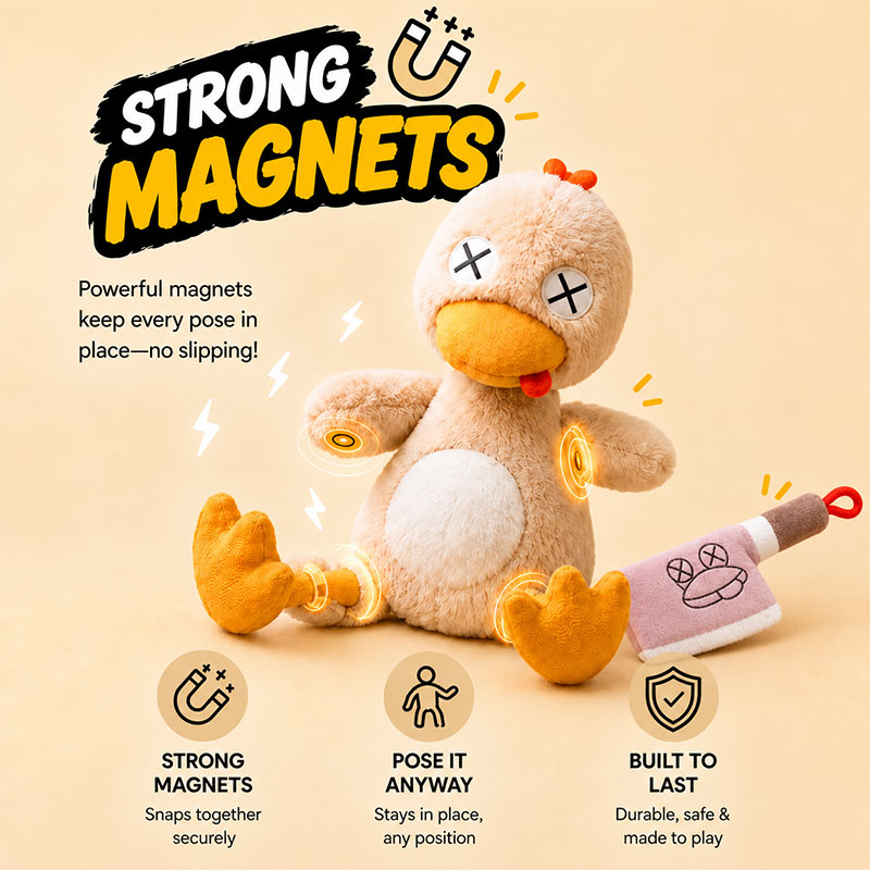 🐥 Today Only - 50% Off | Magnetic Duck Plush with Toy Cleaver – Snap & Play! ✨