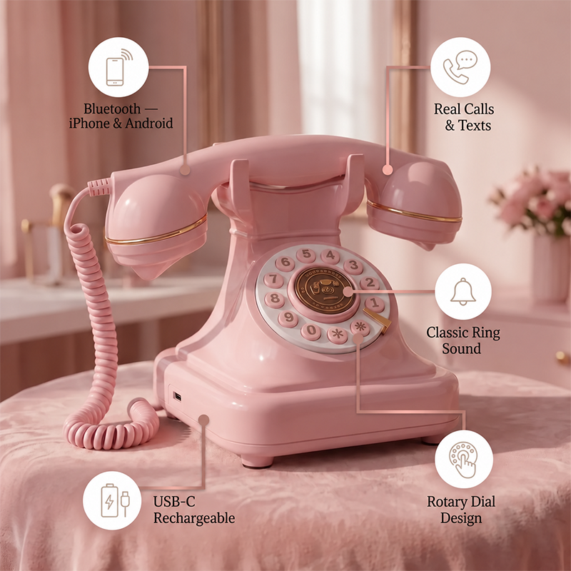 ☎️ Retro Bluetooth Phone – Vintage Style, Modern Calls ✨