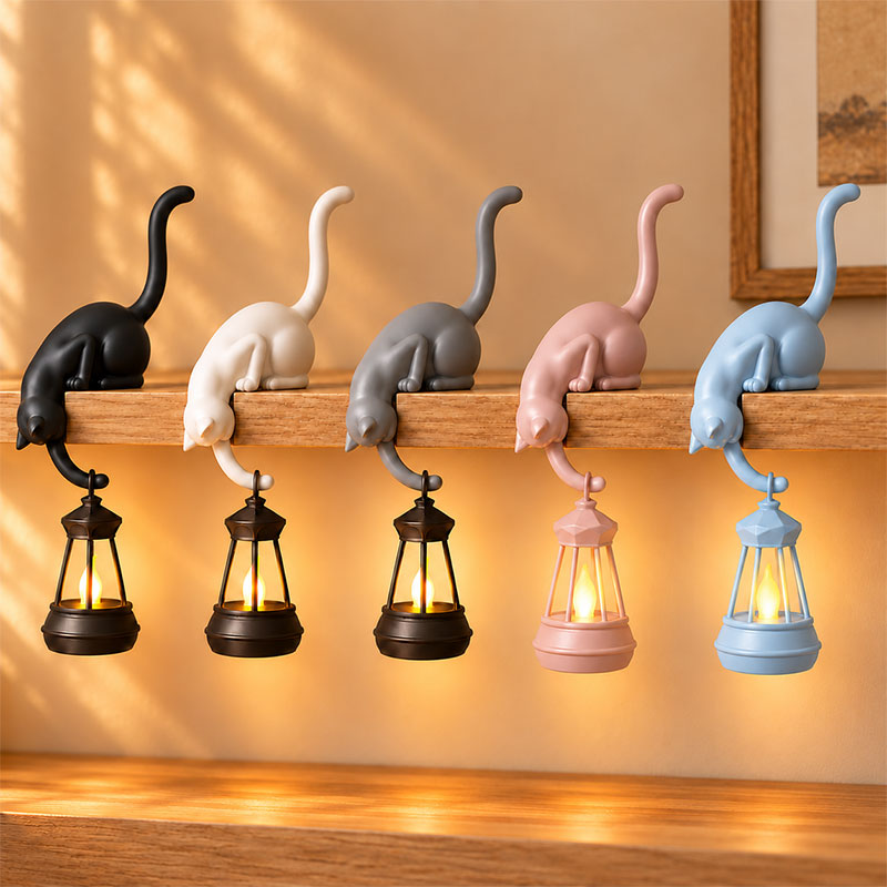 🐱 60% OFF – Shelf-Edge Cat Lantern – Cozy Bookshelf Glow 🐈🏮