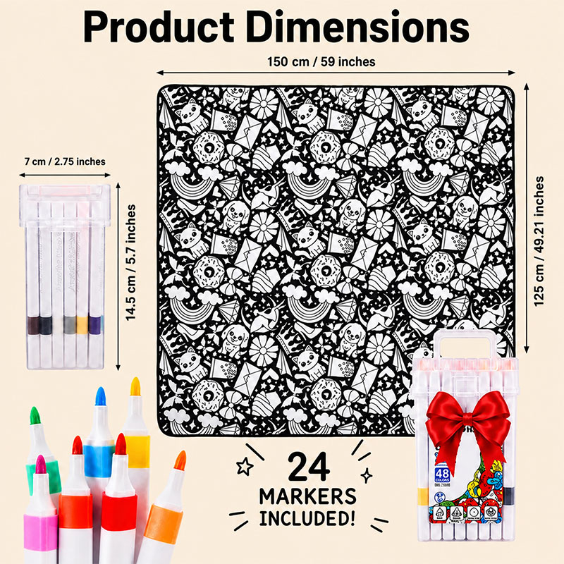 60% OFF✨Color Your Own Cozy Blanket Set – 24 Markers Included 🎨