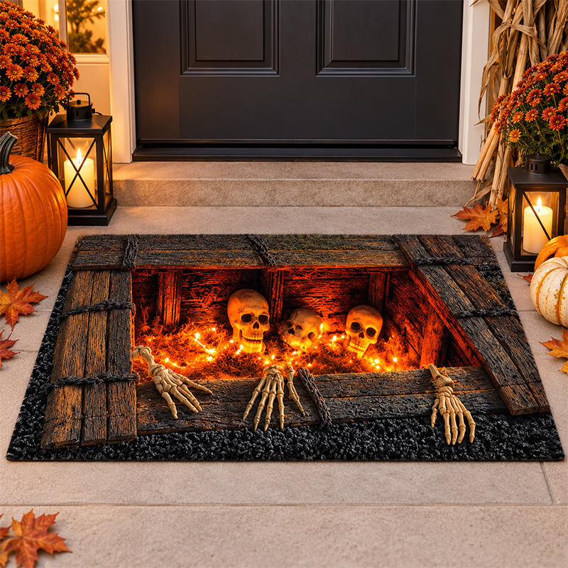 3D Halloween Optical Illusion Mat | Spooky Doorway Décor 🎃