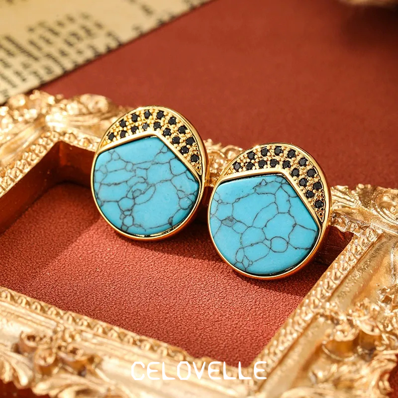 Isolde Muse Geometric Turquoise-Tone Drop Earrings product image 2