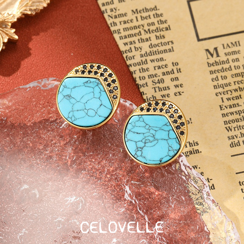 Isolde Muse Geometric Turquoise-Tone Drop Earrings product image 3