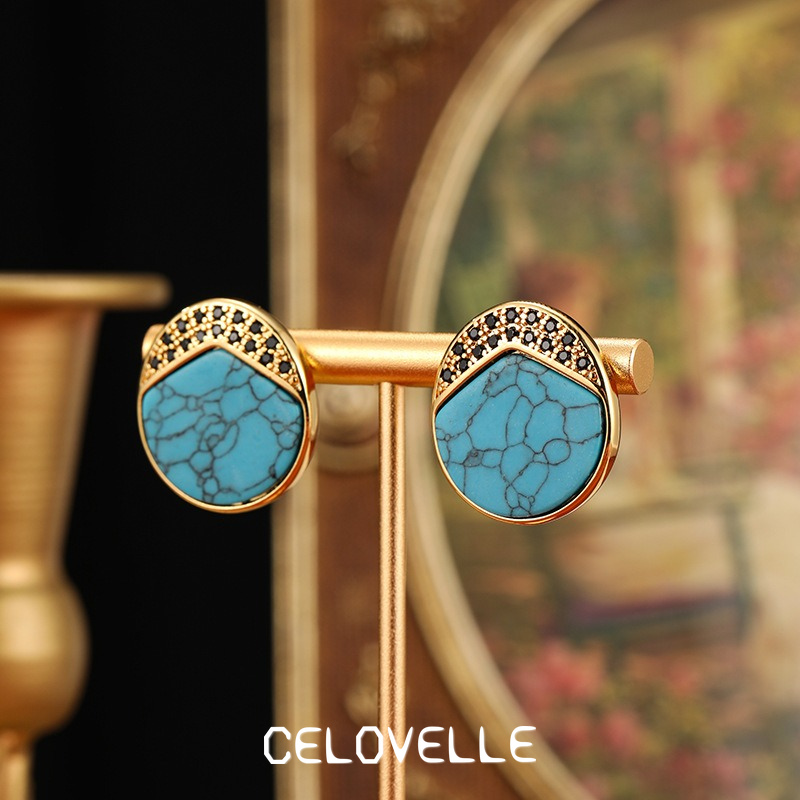 Isolde Muse Geometric Turquoise-Tone Drop Earrings product image 6