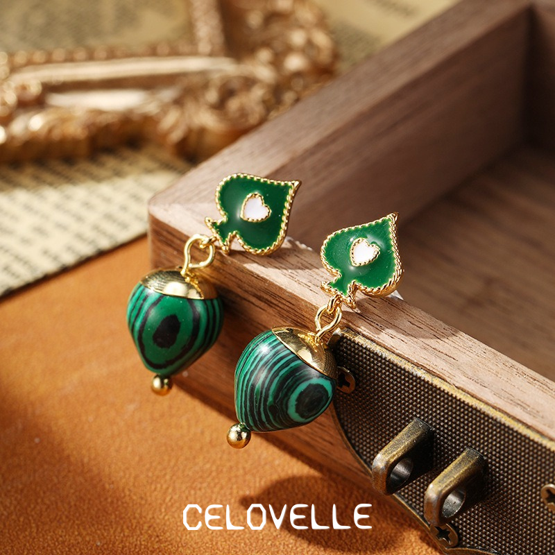 Isolde Petal Heart Malachite-Tone Drop Earrings product image 4