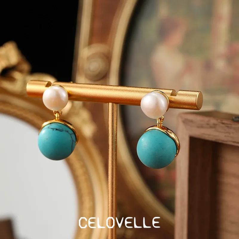 Isolde Bloom Pearl Turquoise-Tone Drop Earrings product image 3