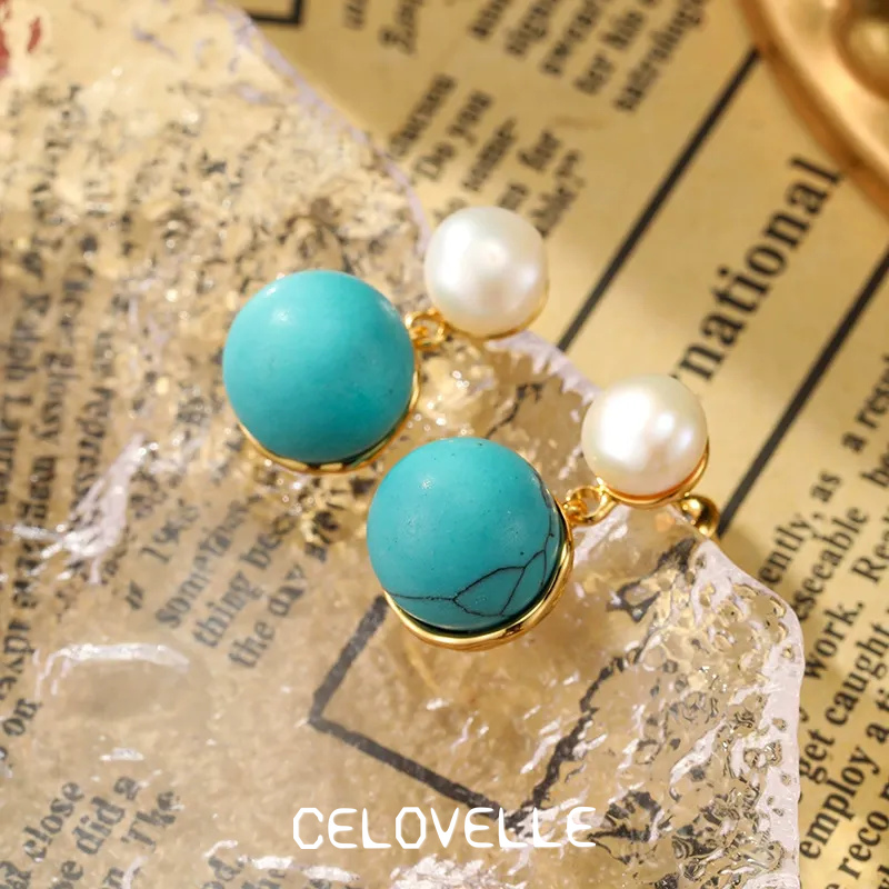 Isolde Bloom Pearl Turquoise-Tone Drop Earrings product image 4